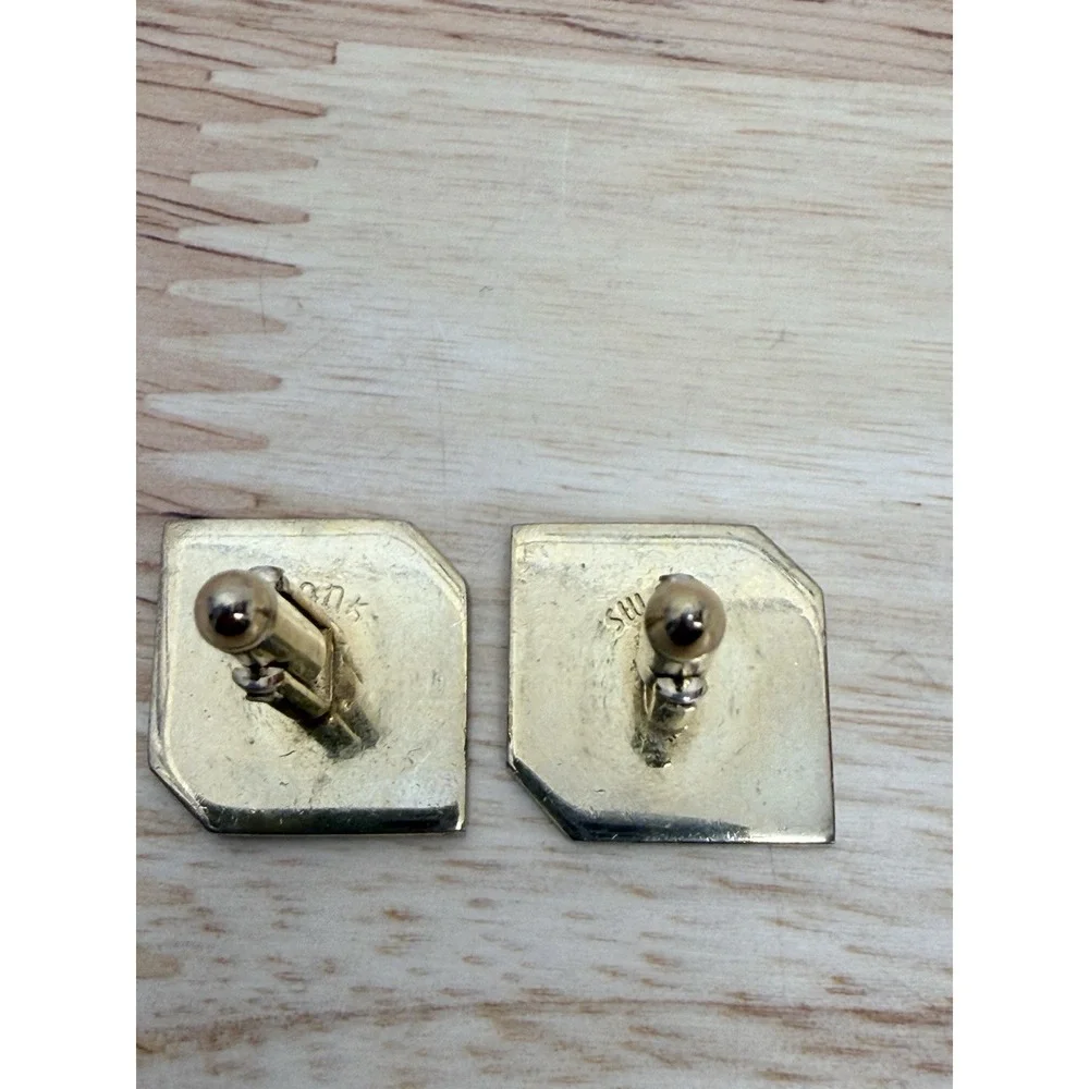 Vintage Swank Gold Tone Square Cufflinks Brushed Finish‎ Geometric Men's Formal